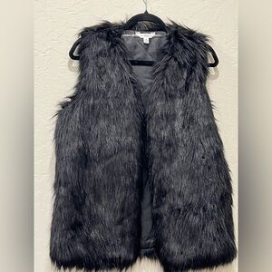 Brand New Time and Tru Black Faux Fur Vest